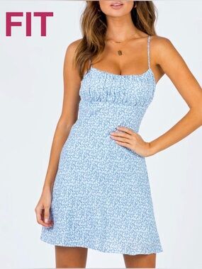 Forever 21 Sky Blue Gathered Front Rayon A Line Mini Dress Spaghetti Straps